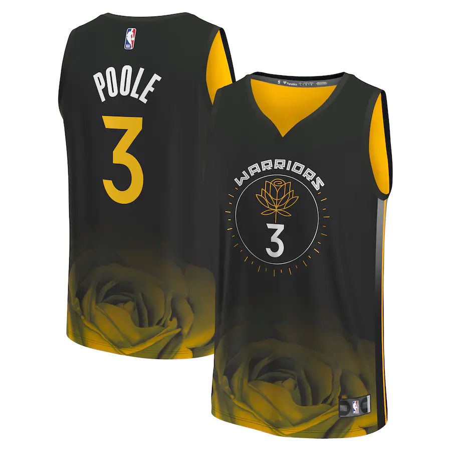 Men Golden State Warriors #3 Jordan Poole Fanatics Branded Black City Edition 2022-23 Fastbreak NBA Jersey->youth nba jersey->Youth Jersey
